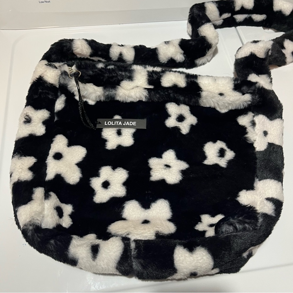 Lolita Jade Black and White Daisy Messenger Crossbody Bag!